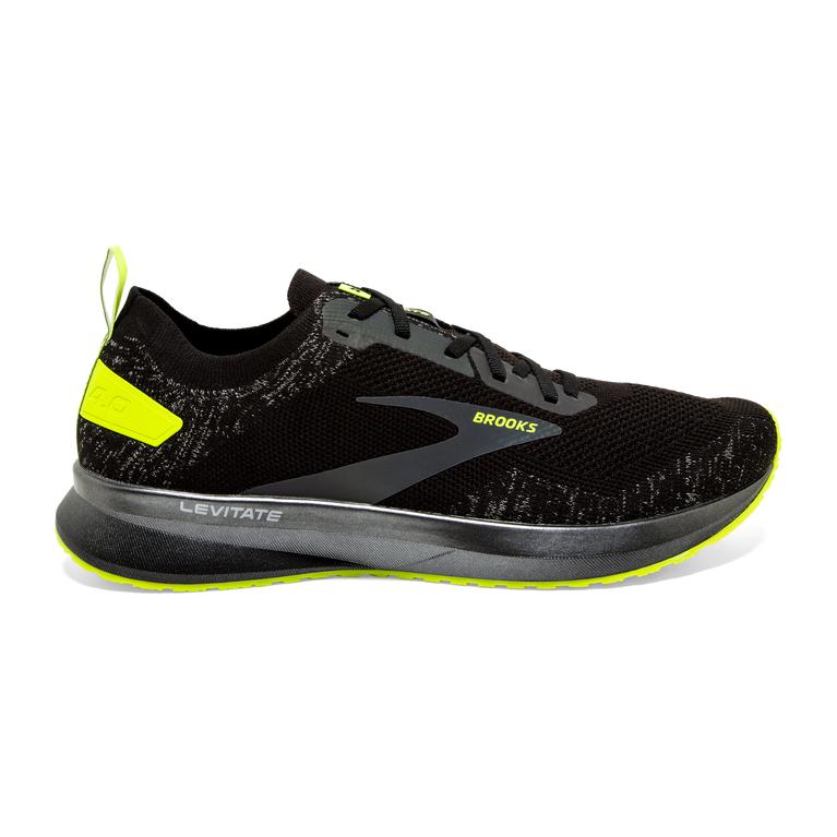 Brooks LEVITATE 4 Road Running Shoes Mens Canada - Black/Nightlife/GreenYellow (PHD927451)